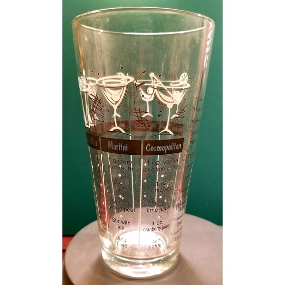 Classic Drink Recipe Cocktail Mixing Glass Vintage Retro Barware 18oz - Picture 5 of 9